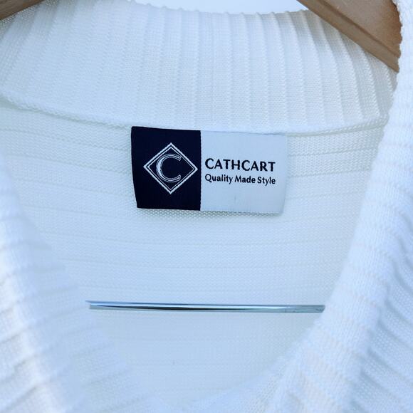 Cathcart London Sailor Top Blouse Ribbed Bow Tie Neck 6 White Cotton Silk - Picture 6 of 8